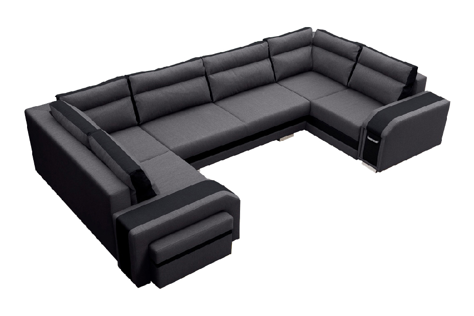Sarok kanapé Asperata U (sötétszürke + fekete) (B)