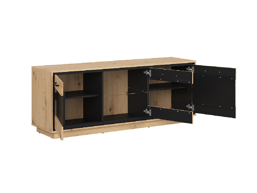 TV asztal/szekrény Pont RTV2D1W (artisan tölgy + matt fekete)