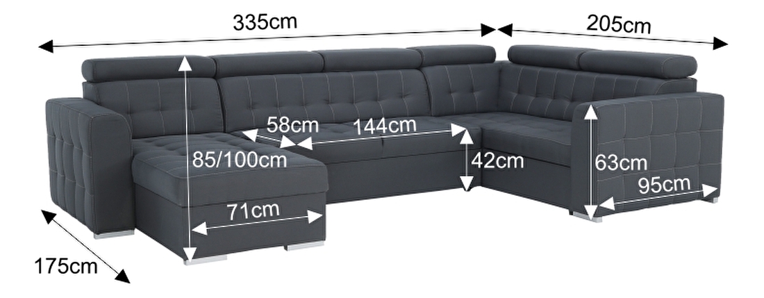 U-alakú sarok kanapé Kina (L)