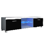 TV asztal/szekrény Lugo 2 (fehér + extra magasfényű fekete) (világítással)