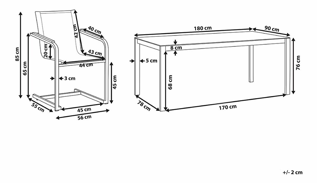 Kerti bútor szett GROSSO/COLSO (tölgy) (laminát HPL) (bézs székek) (6 fő részére)