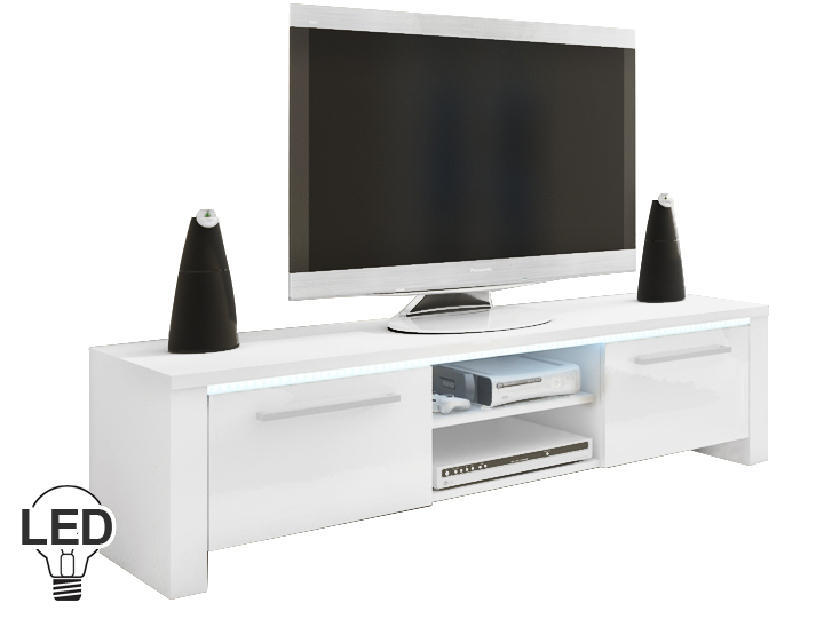 TV asztal/szekrény Helix (fehér + fényes fehér) *kiárusítás