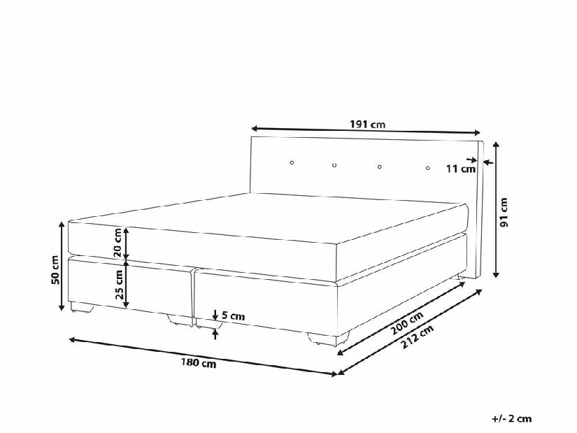 Franciaágy Boxspring 180 cm CONSOLE (ágyráccsal és matraccal) (bézs)