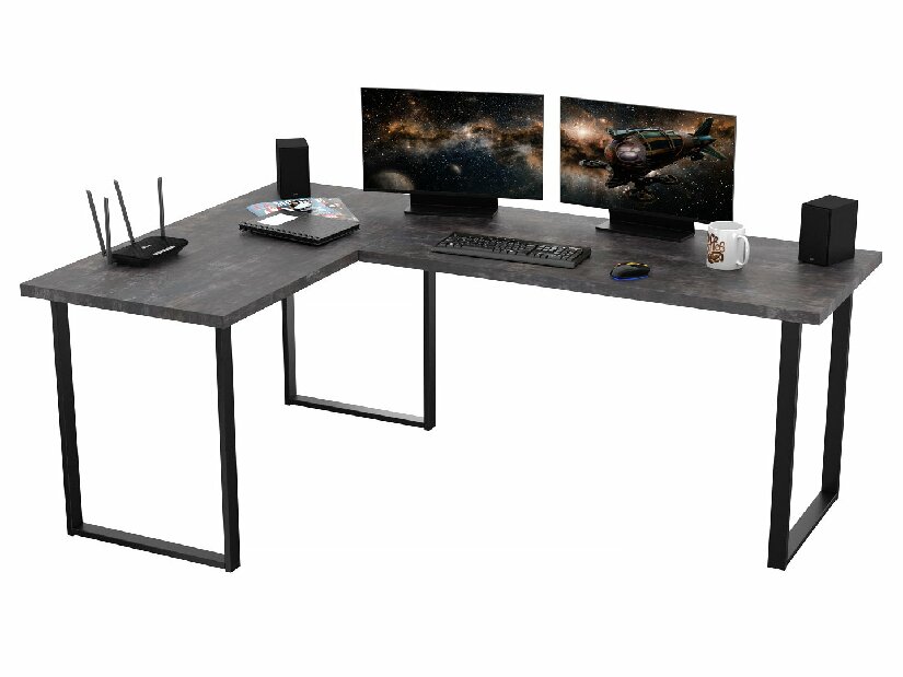 Sarok PC asztal Vintid (sötét beton)