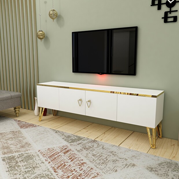 TV asztal/szekrény Capari (fehér + arany)