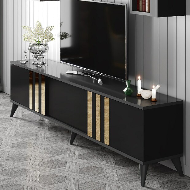 TV asztal/szekrény Gdansk (antracit + fekete)