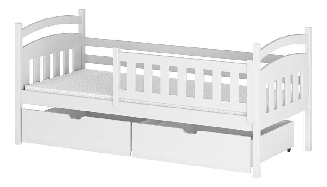 Gyerekágy 90 x 190 cm Tarra (ágyráccsal és tárolóhellyel) (fehér)
