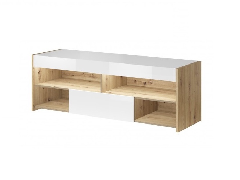 TV asztal/szekrény Gubi 02 (artisan tölgy + fényes fehér)