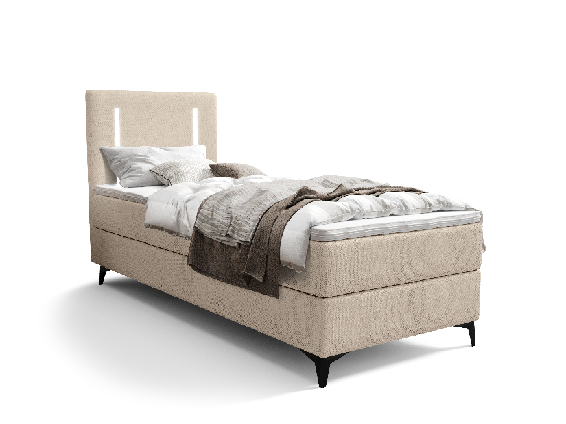 Egyszemélyes ágy 80 cm Ortega Comfort (oliva zöld) (ágyráccsal és matraccal, tárolóhely nélkül) (LED világítással)