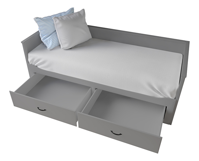 Szétnyitható ágy Daybed Comfort (ágyráccsal és tárhellyel) (szürke)