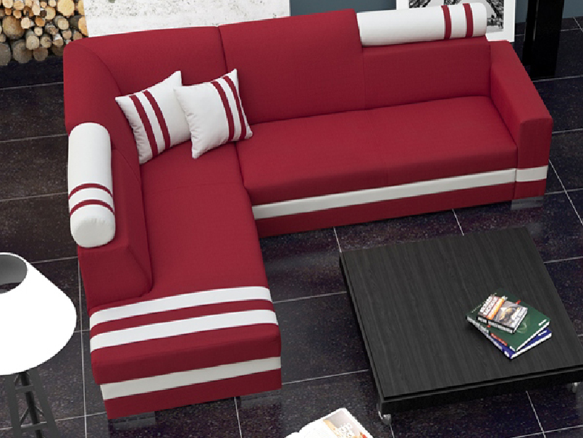 Sarok kanapé Raisa (piros + fehér) (B)