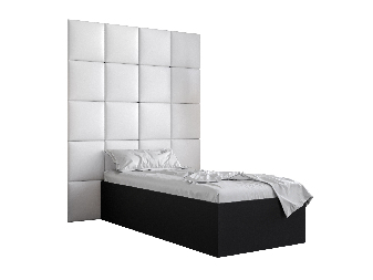 Egyszemélyes ágy kárpitozott fejtámlával 90 cm Brittany 3 (matt fekete + fehér) (ágyráccsal)