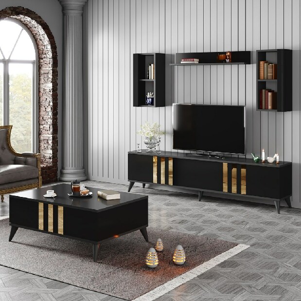TV asztal/szekrény Gdansk (antracit + fekete)