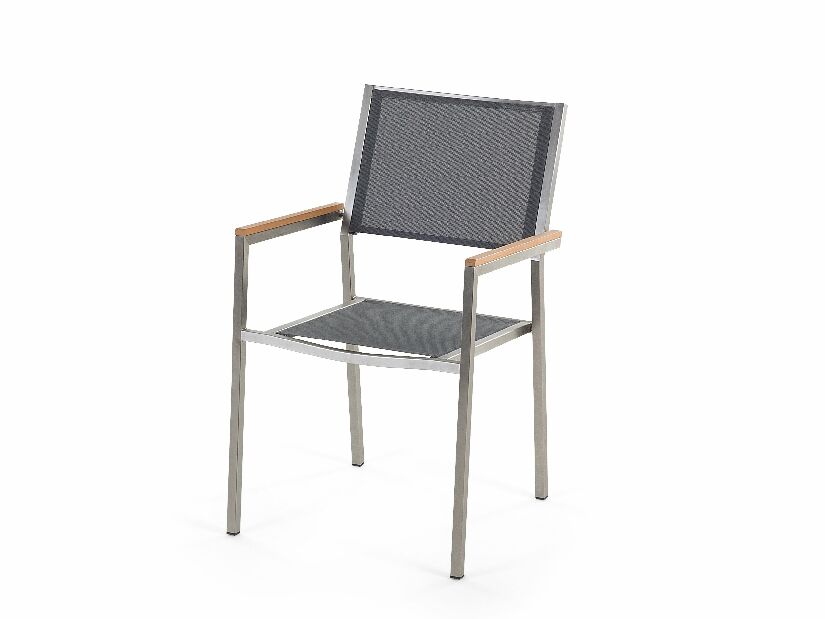Kerti étkező szett Grosso (szürke + grafit) (szürke szék) (6 személy számára) (kő)
