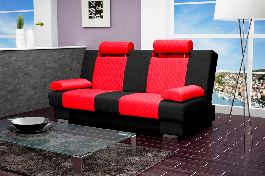 Háromszemélyes kanapé Amete (piros + fekete)