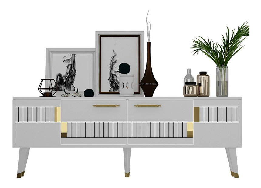 TV asztal/szekrény Mody (fehér + arany)