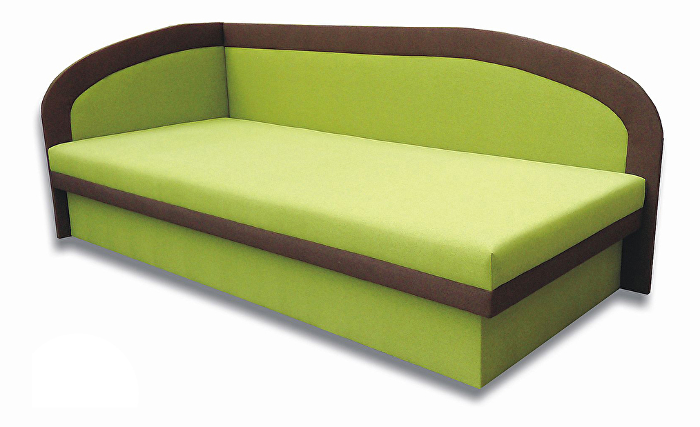 Egyszemélyes ágy (dívány) 90 cm Melvin (Devon 001 zöld + Devon 009 barna) (PUR hab) (B) *bazár