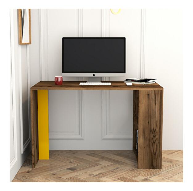 PC asztal Limba (dió + sárga)