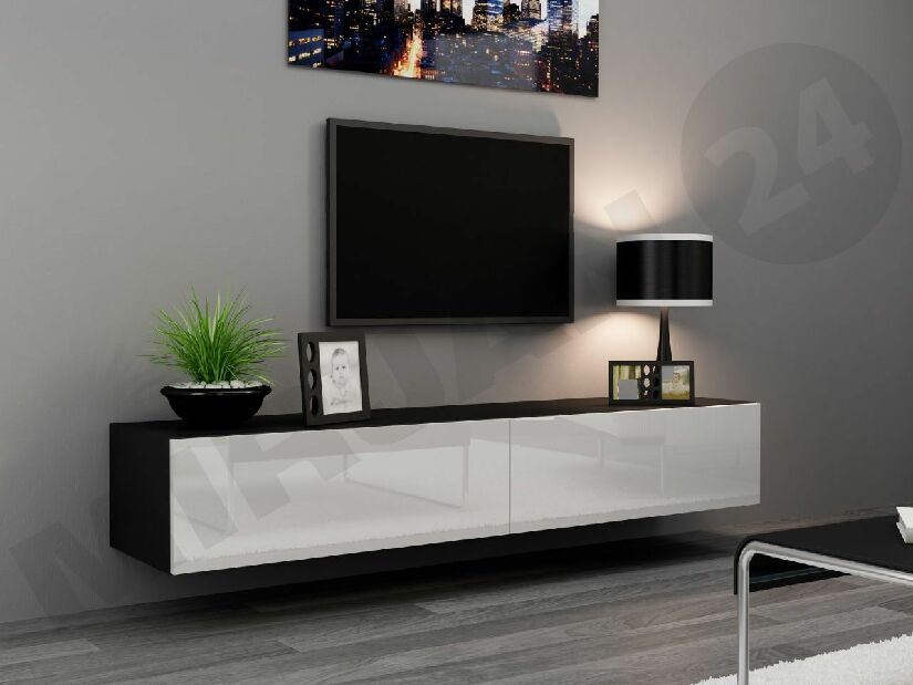 TV asztal/szekrény Nadur I 180 (fehér + fényes fehér) (világítás nélkül) *kiárusítás