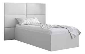 Egyszemélyes ágy kárpitozott fejtámlával 90 cm Brittany 2 (matt fehér + fehér) (ágyráccsal)