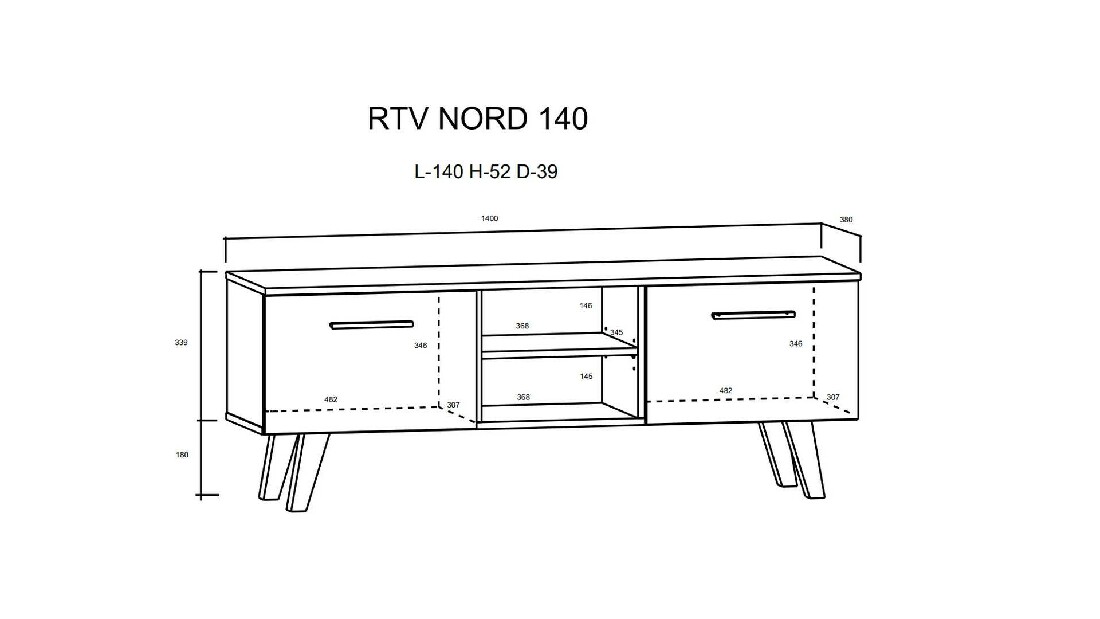 TV asztal/Kisebb szekrény Neal (matt fekete + arany craft)
