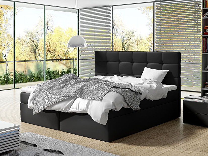 Kontinentális ágy 140 cm Cinara (öko-bőr Soft 011 + fekete)