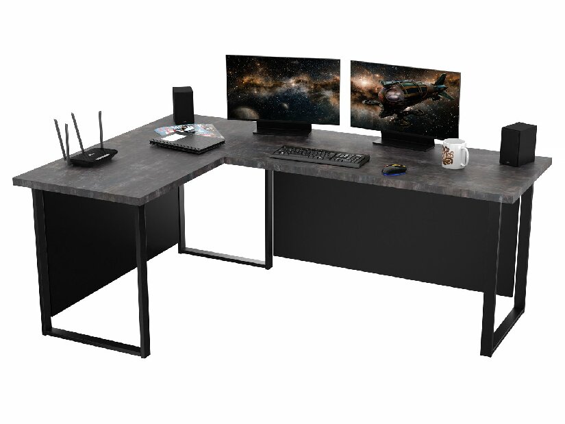 Sarok PC asztal Vintid (sötét beton)