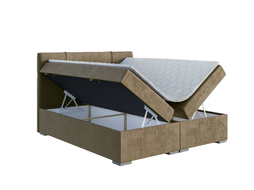 Egyszemélyes ágy Boxspring 120 cm Gal (sötétbézs) (matraccal és tárolóhellyel)