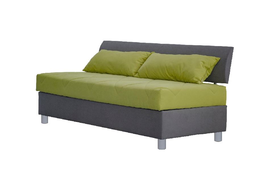 Egyszemélyes ágy (dívány) 90 cm Roman (szürke + zöld) (matraccalHR habból habból) (tárolóhellyel)