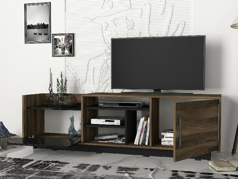TV asztal/szekrény Simoon (dió + fekete)
