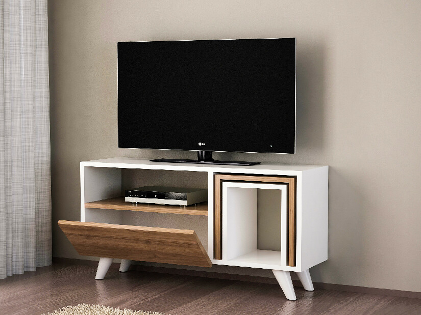 TV asztal/szekrény Noterdame K2 (fehér + dió)