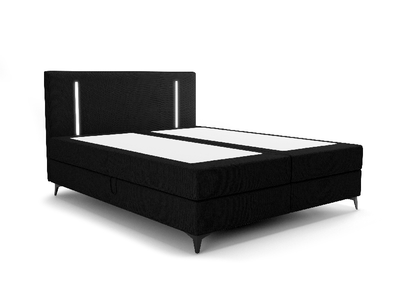 Egyszemélyes ágy 120 cm Ortega Bonell (fekete) (ágyráccsal, tárolóhellyel) (LED világítás)