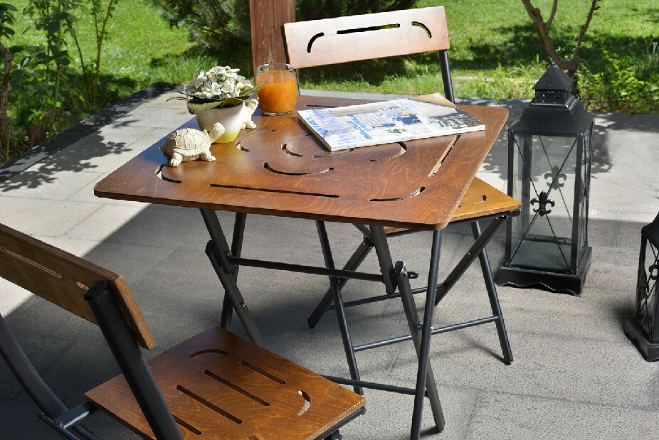Kerti asztal és szék készlet (3 db.) Bonita (dió + fekete)