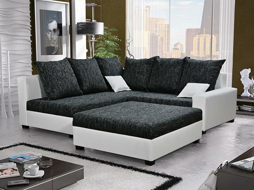 Sarok kanapé Monica (fekete + fehér) (taburettel) (B) *bazár