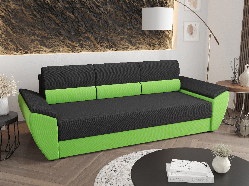 Háromszemélyes kanapé Radiant Bis (fekete + zöld)