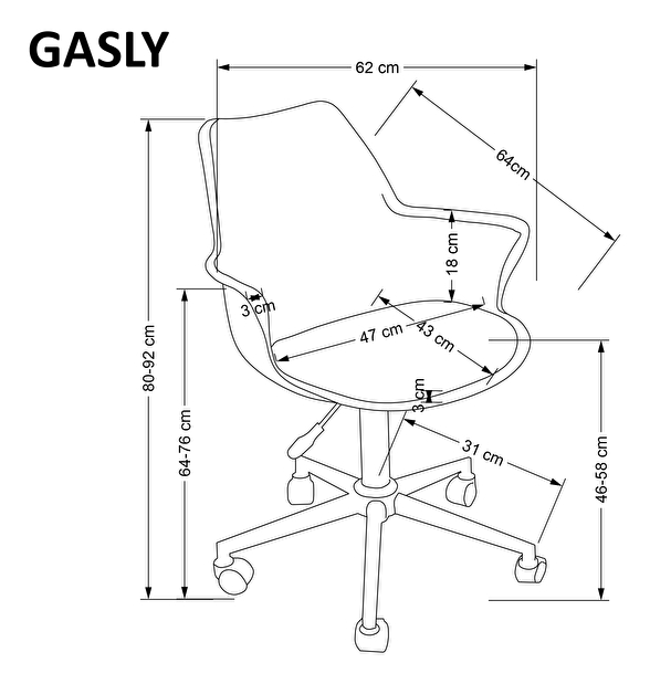 Irodai szék Gassy (rózsaszín)
