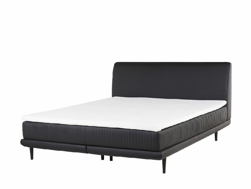 Kontinentális ágy 160 cm MADOM (szintetikus bőr) (fekete)