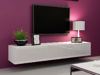 TV asztal/szekrény Mirjan Zylia 180 (fehér + fényes fehér)