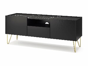 TV asztal/szekrény Harvest RTV144 (fekete grafit + black royal márvány + arany)