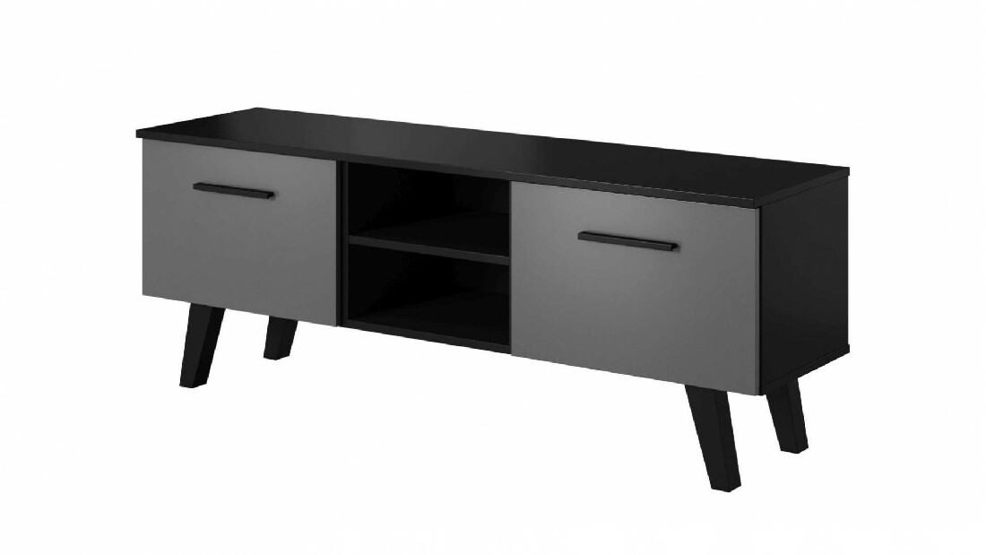 TV asztal/Kisebb szekrény Neal (matt fekete + grafit)