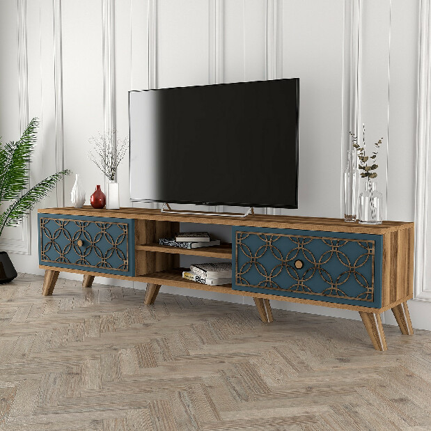 TV asztal/szekrény Clara (dió + kék)