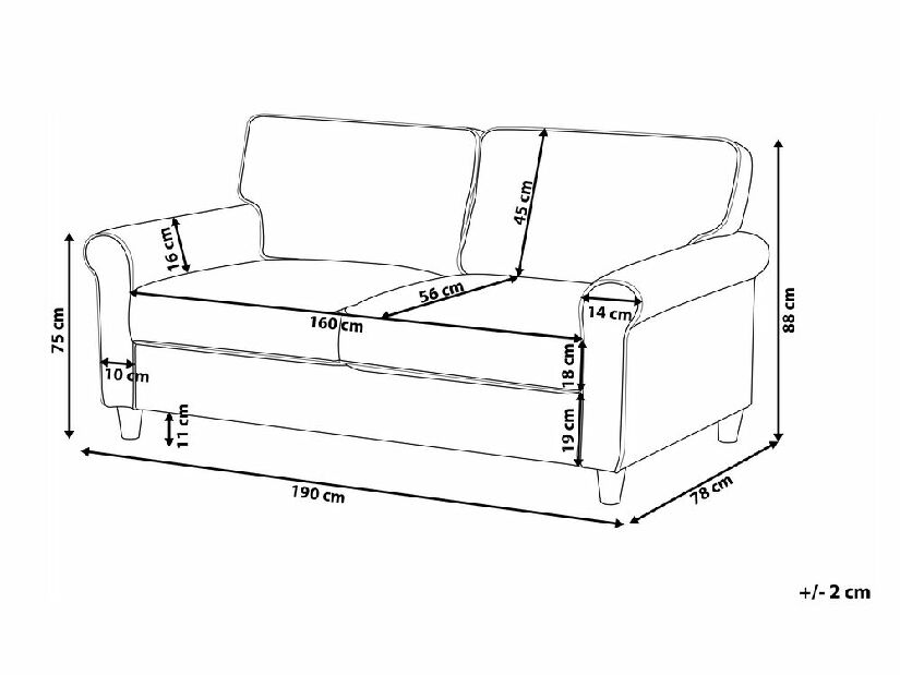 Háromszemélyes kanapé RONY (sötétszürke)