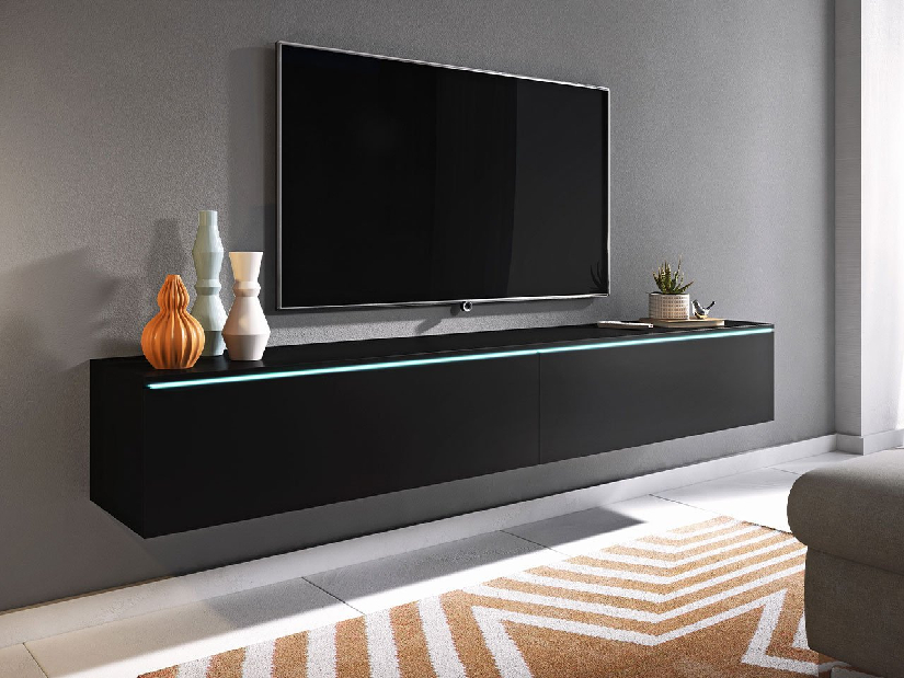 TV asztal/szekrény Dilune 180 (fekete grafit) (világítás nélkül)