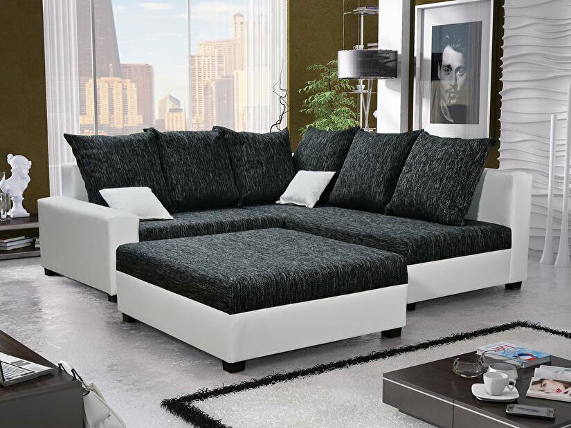 Sarok kanapé Monica (fekete + fehér) (taburettel) (J)