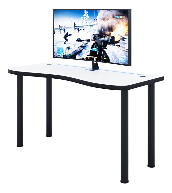 Gamer PC asztal Gamer Y (fehér + fekete) (RGB LED világítással)