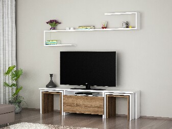 TV asztal/szekrény Eglo (fehér + dió)