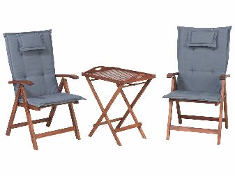 Kerti bútor szett TRATORIA (sötétpiros + kék párnák ) (2 fő részére)