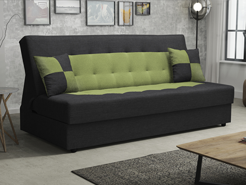 Kétszemélyes kanapé Pinnacle (fekete + zöld)