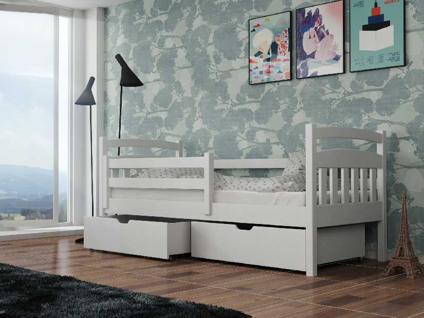 Gyerekágy 90 x 190 cm Susy (ágyráccsal és tárolóhellyel) (fehér)