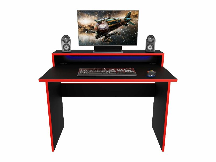 Gamer PC asztal Adapt (fekete + piros) (RGB LED világítással)